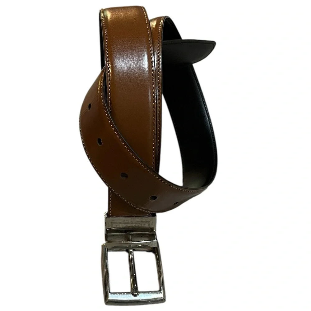 PERRY ELLIS AMIGO REVERSIBLE BELT BROWN OR BLACK WITH SILVERTONE BUCKLE SIZE 36